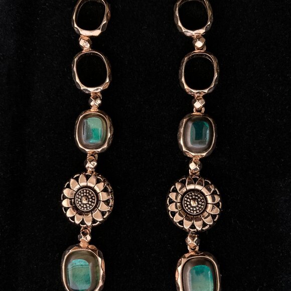 VTG 90s LIZ CLAIBORNE Signed Sunflower Station Gold Necklace - excellent! - Picture 2 of 7